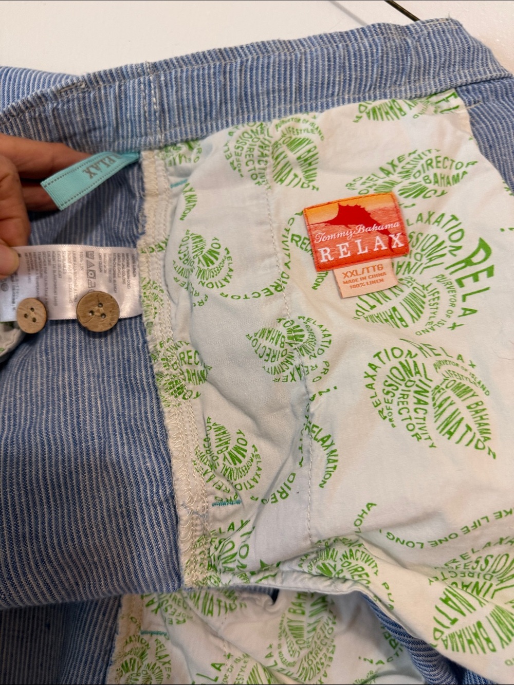Tommy Bahama Seersucker Blue & White 100% linen pants